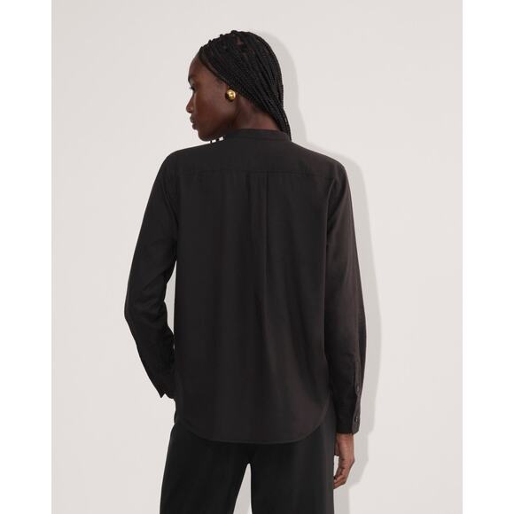 NWT Everlane The Tuxedo Shirt in Silky Cotton in Black size 2 - Picture 2 of 7